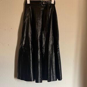 Topshop Shiny Black A-Line Skirt